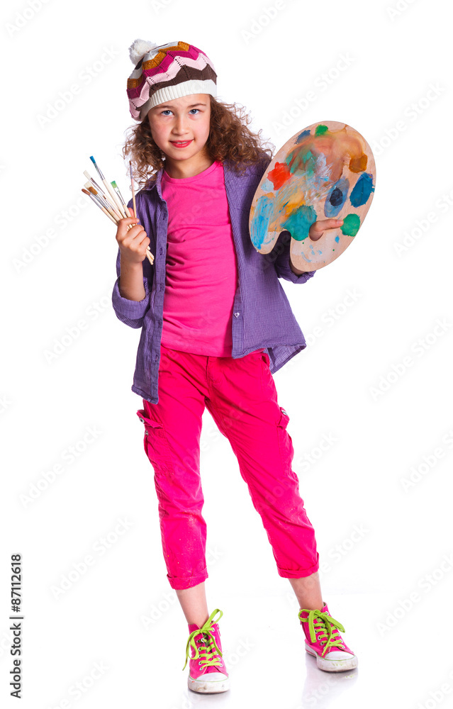 Fototapeta premium Girl with watercolor painting