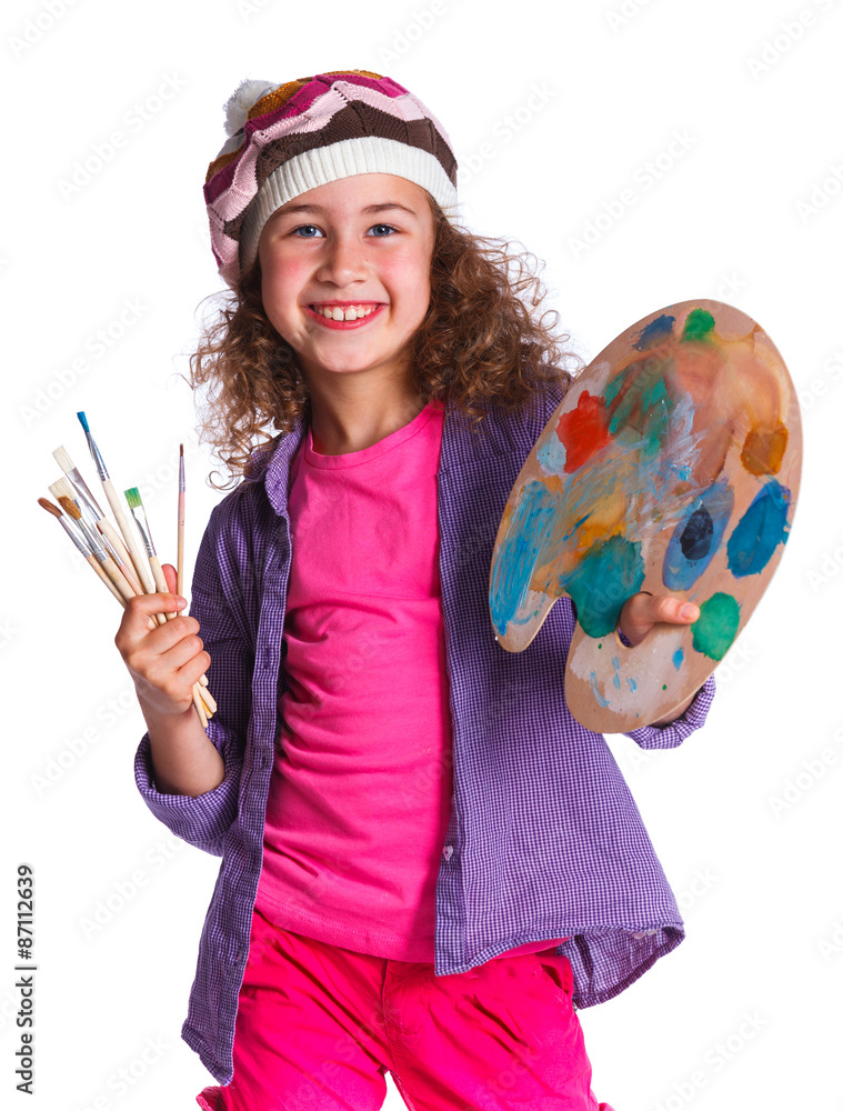 Fototapeta premium Girl with watercolor painting