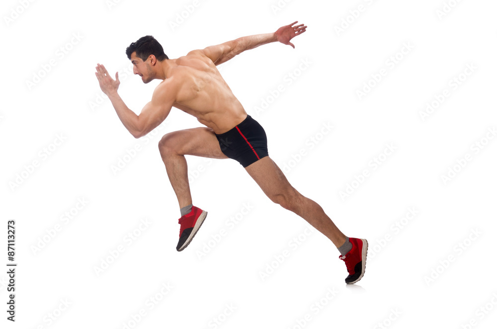 Obraz premium Muscular man isolated on the white background