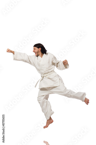 Karate fighter isolated on white