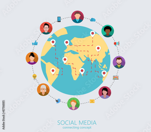 Social Network, communication. Flat design style modern vector illustration.