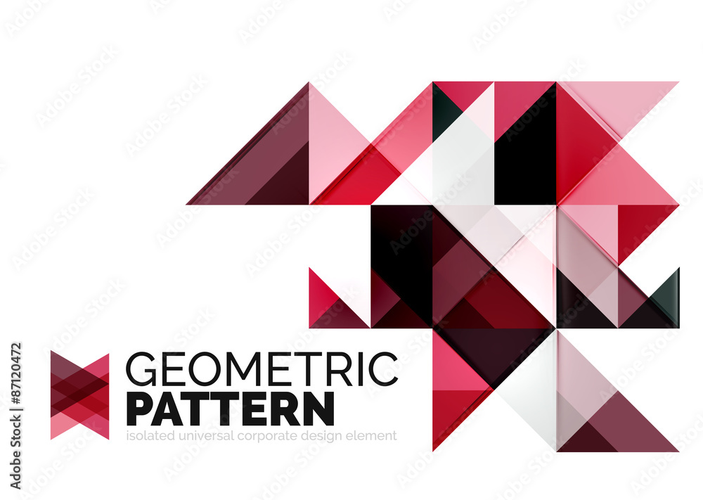 Geometric triangle mosaic pattern element isolated on white Geometric triangle mosaic pattern element isolated on white