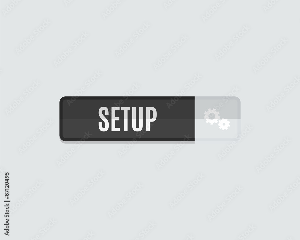 Setup web button, gear icon, flat design Setup web button, gear icon, flat design