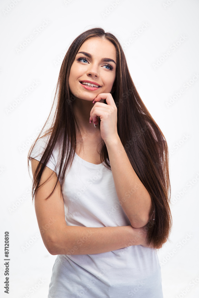 Happy thoughtful woman looking away Happy thoughtful woman looking away