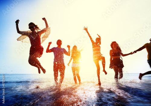 Canvas Print Friendship Freedom Beach Summer Holiday Concept