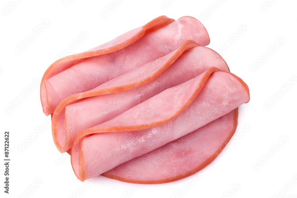 smoked ham isolated on white background smoked ham isolated on white background