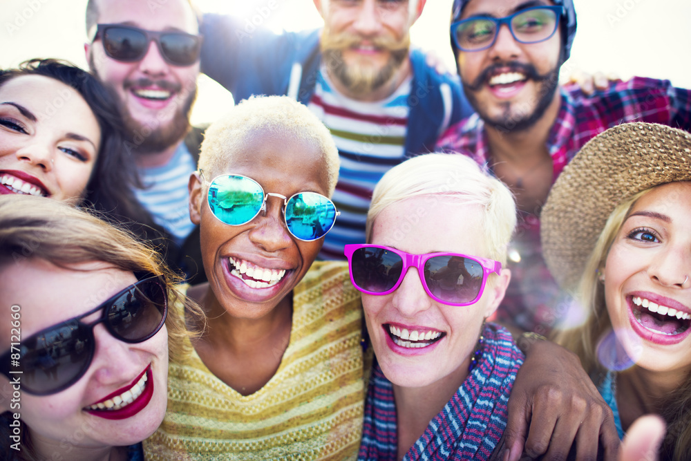 Friends Huddle Cheerful Union Summer Concept Friends Huddle Cheerful Union Summer Concept