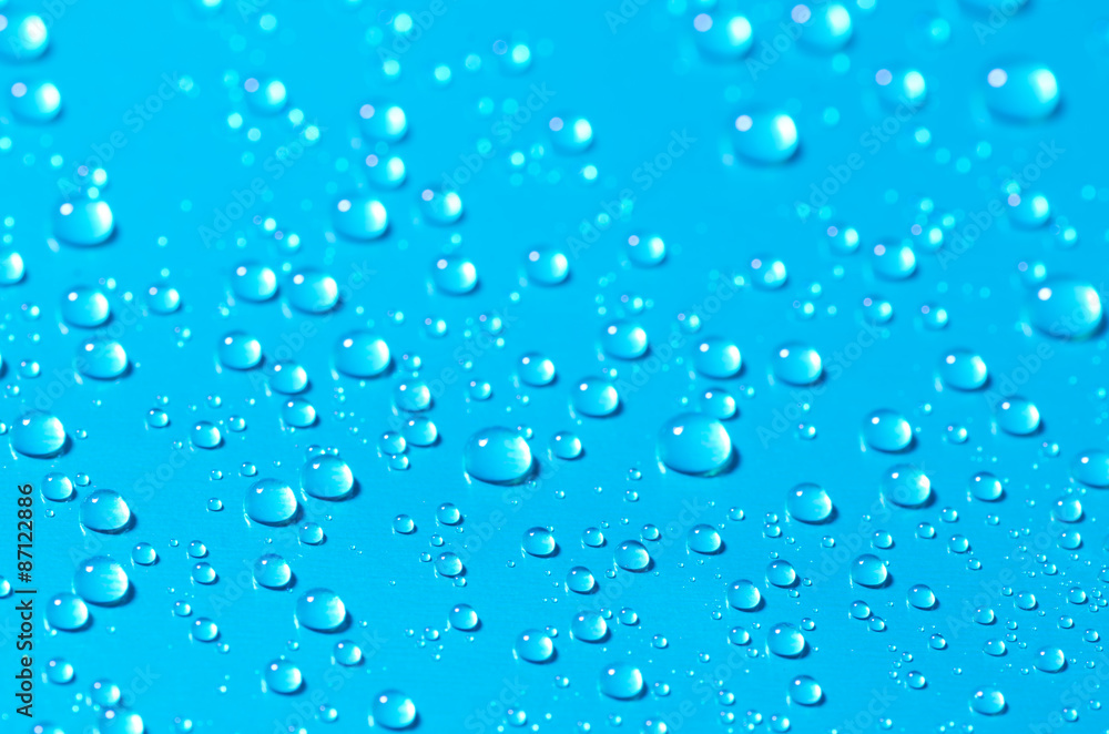 waterdrops on blue background