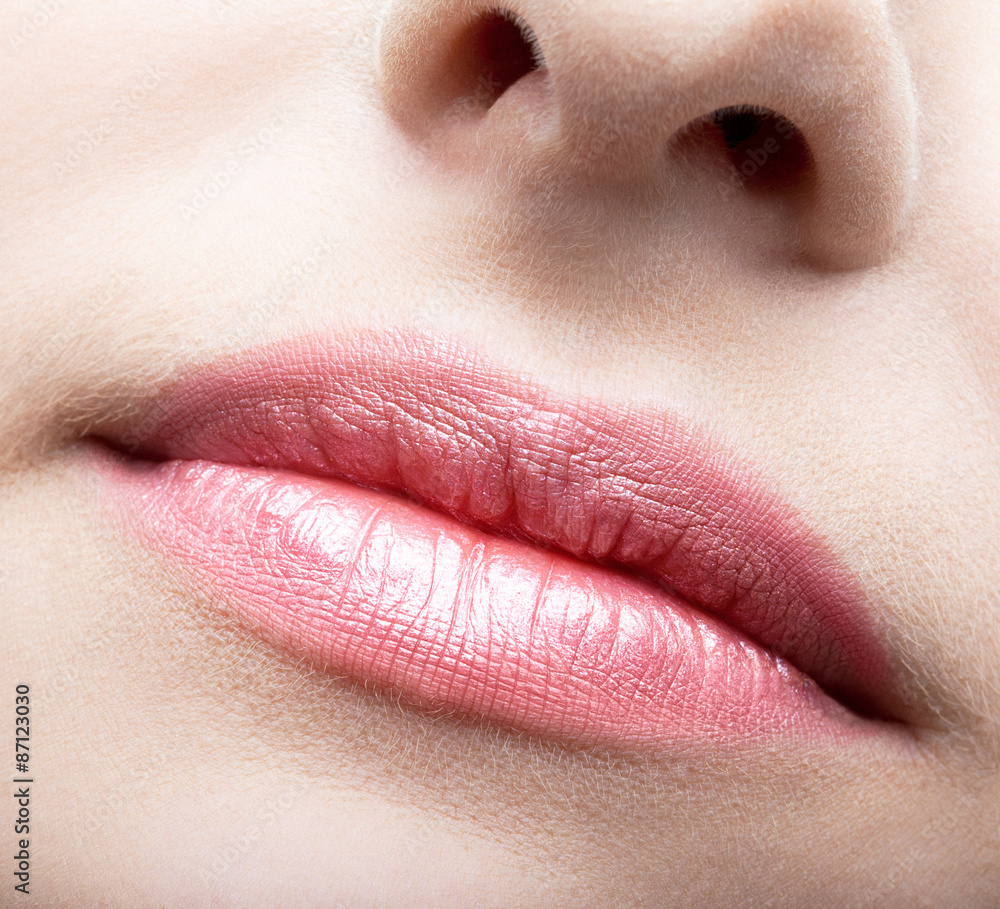 Close-up shot of female mouth make-up Close-up shot of female mouth make-up