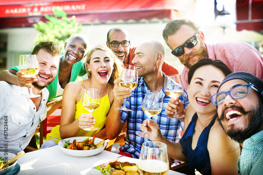 Obraz premium Diverse People Luncheon Outdoors Food Concept