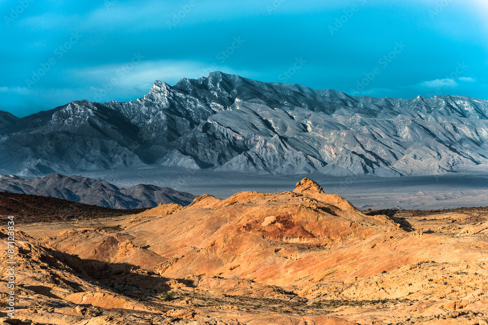 Rainbow Vista Valley of fire Nevada with the Mountain Ridge in t