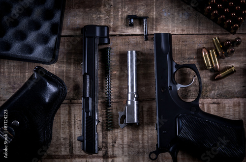 Disassembled handgun