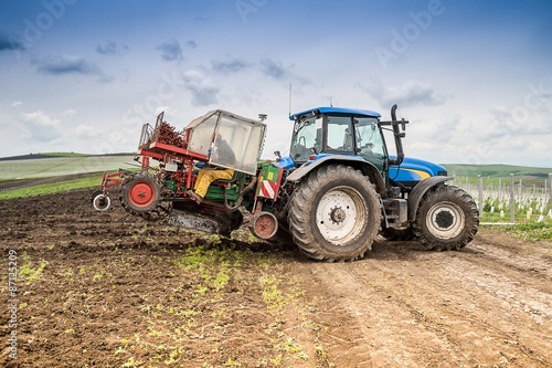 Industrial agriculture on romanian vineyard hills