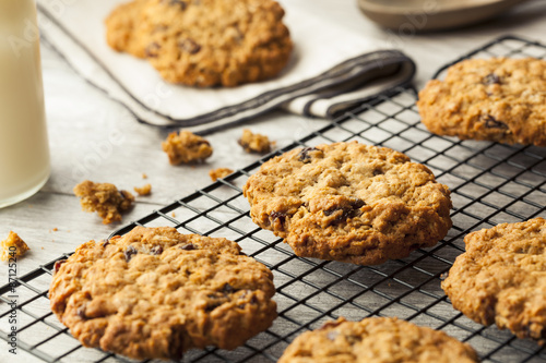 Canvas Print Homemade Oatmeal Raisin Cookies