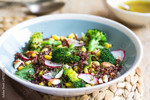 Red Quinoa with corn and broccoli salad