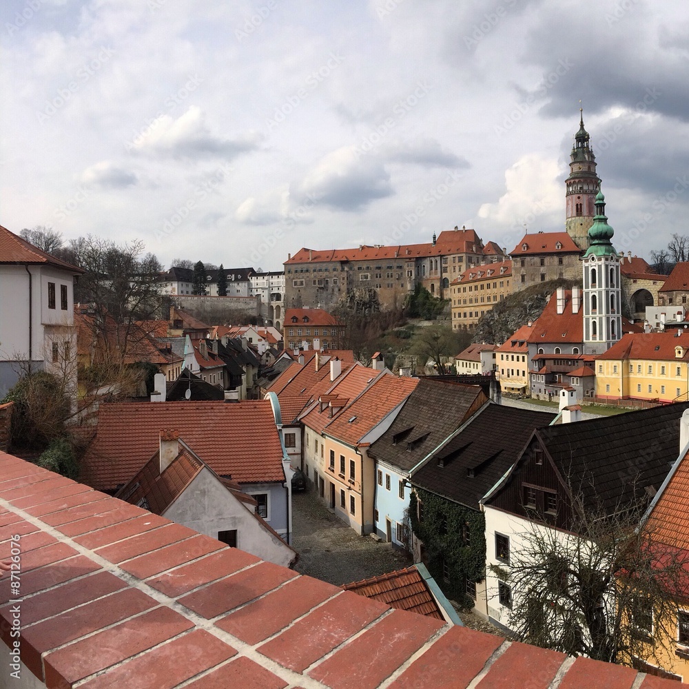 Чудесная панорама города Крумлов, Чехия Чудесная панорама города Крумлов, Чехия