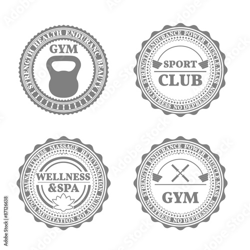 Set of sports emblems in retro style, vector illustration