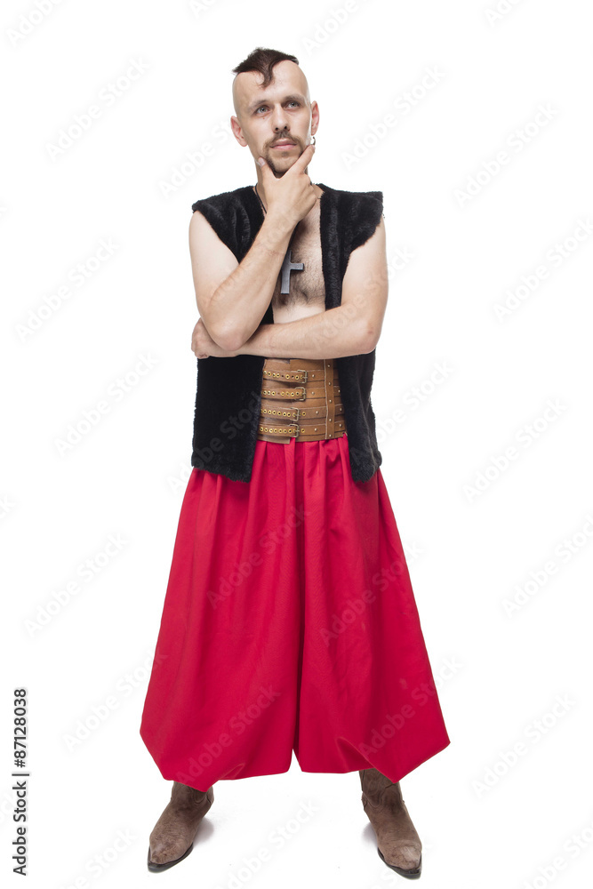 Cossack isolated, sword, warrior, historical, trousers