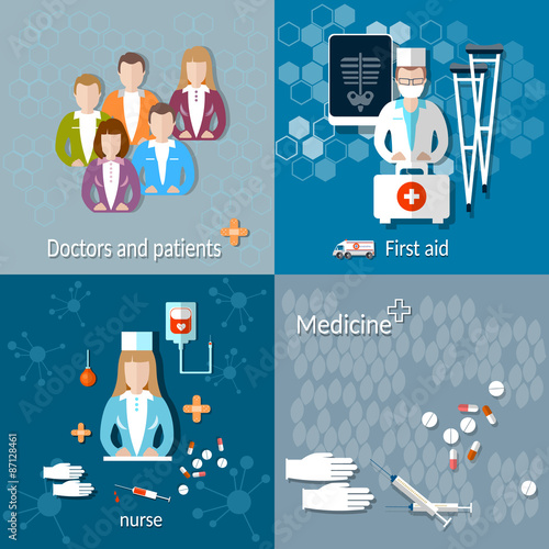Medicine: doctors and patients,first aid, x-rays, crutches, nurs