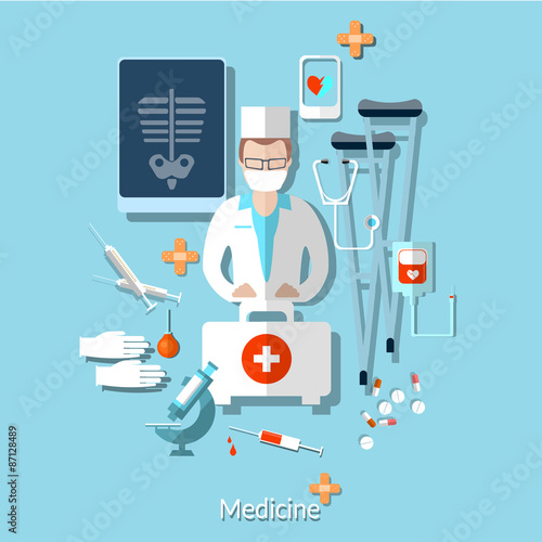 Medicine: doctor, radiologist, x-rays, ambulance, hospital, vect