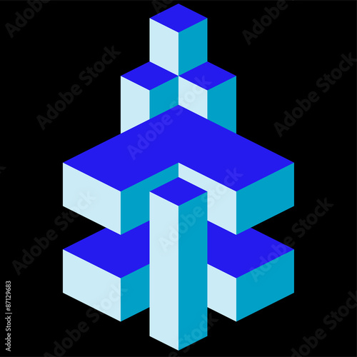 
    Isometric object- architectural logo-axonometric view