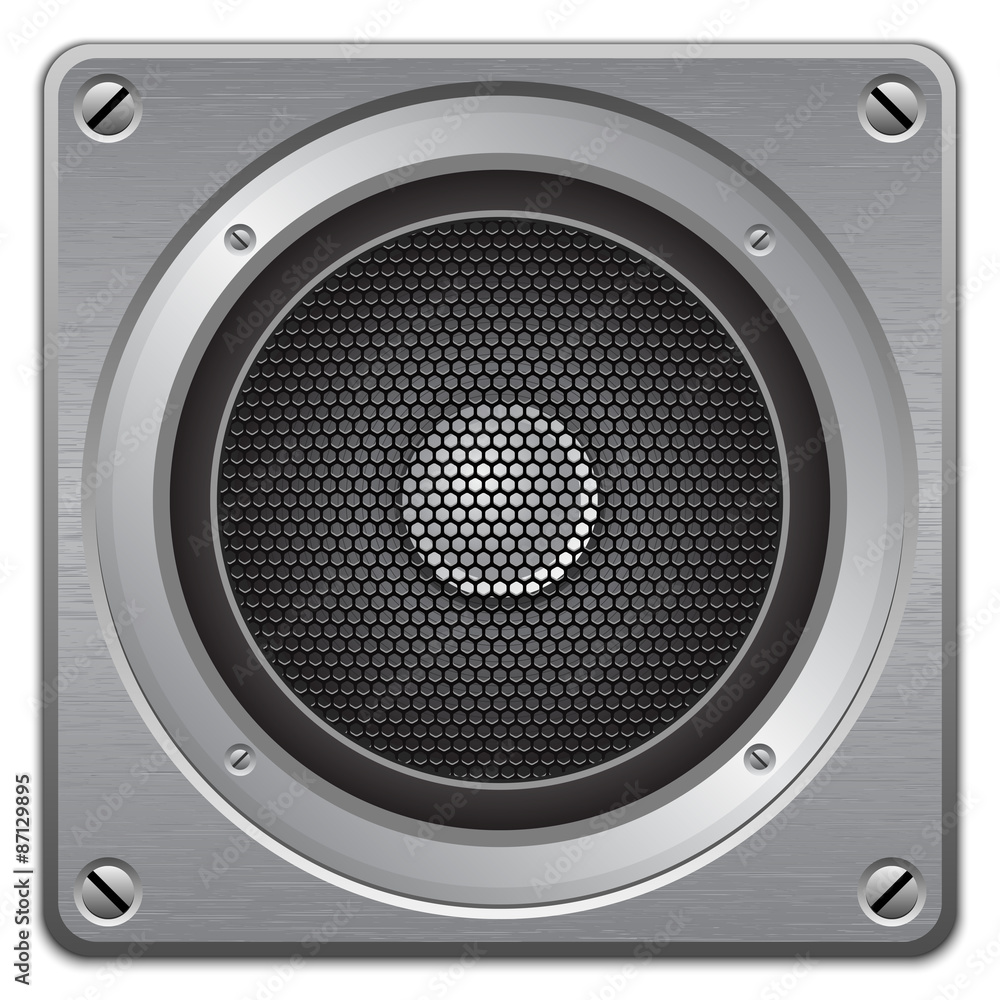 Audio speaker on metal plate, vector Audio speaker on metal plate, vector
