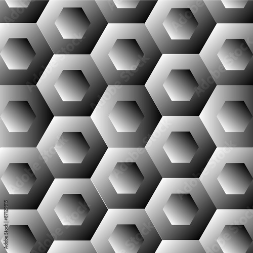 Op Art Hexagon in white and grey colors