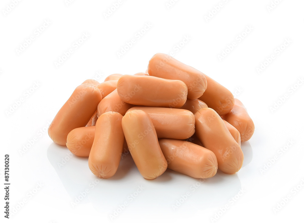 Naklejka premium Sausages isolated on white background