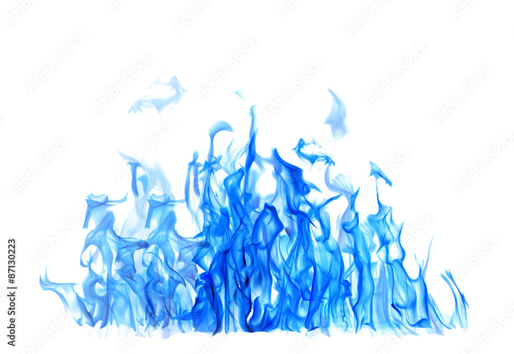 Blue Fire White Background Wallpaper