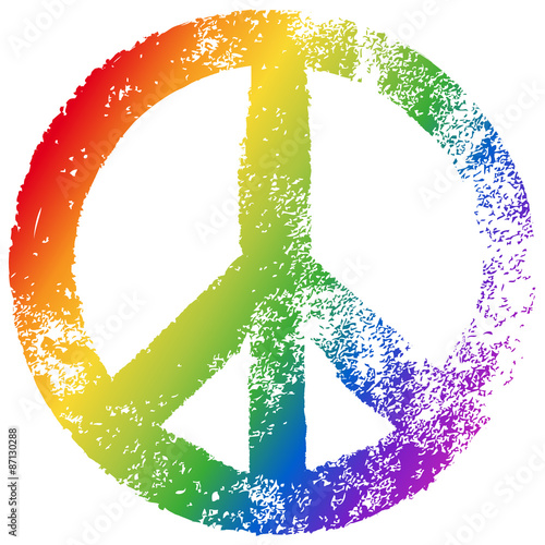 Friedenszeichen, Regenbogenfarben, Vektor, Grunge, freigestellt photo