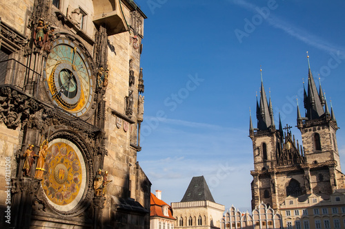 Old town square and astronomical clock in Prague