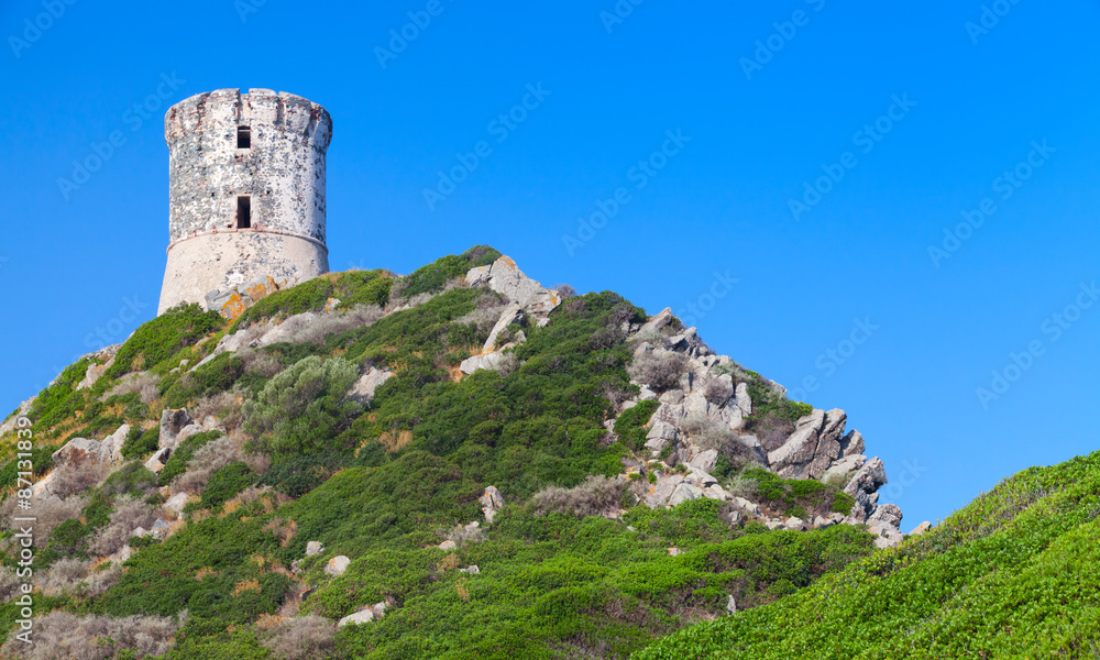 La tour Parata. Ancient Genoese tower, Corsica