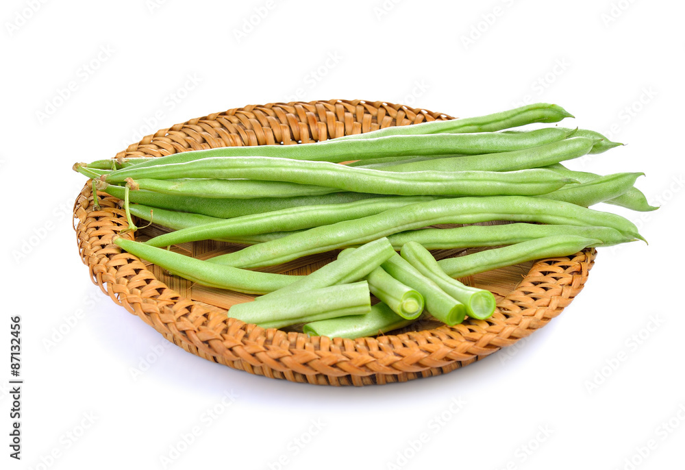 Fresh green beans on white background Fresh green beans on white background