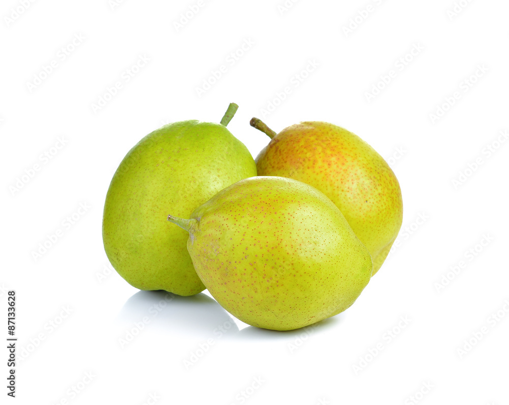 Pear fruit on white background Pear fruit on white background
