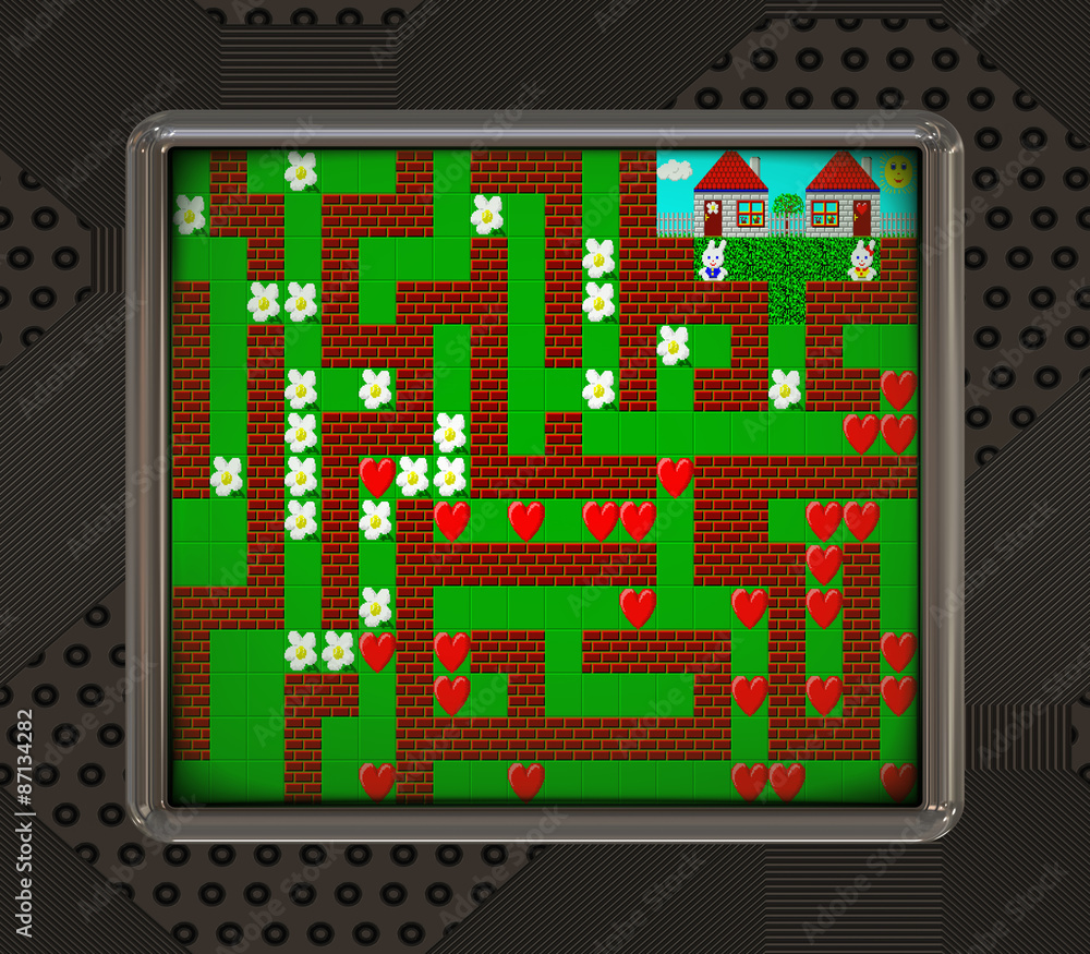 LCD screen with retro style game generated texture LCD screen with retro style game generated texture