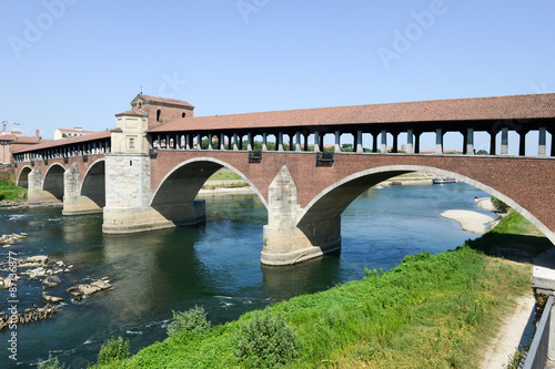 Pavia, Italy: Covered bridge over the river Ticino.