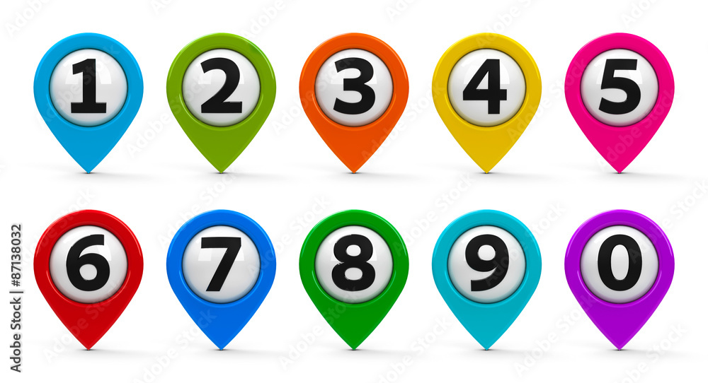 Map pointers with numbers set Map pointers with numbers set