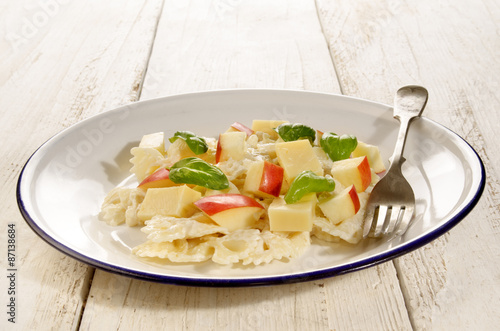 noodle salad with mayonnaise and apple