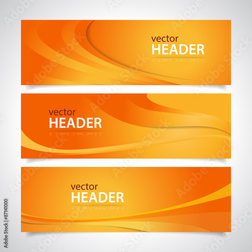 Set of orange wavy banners