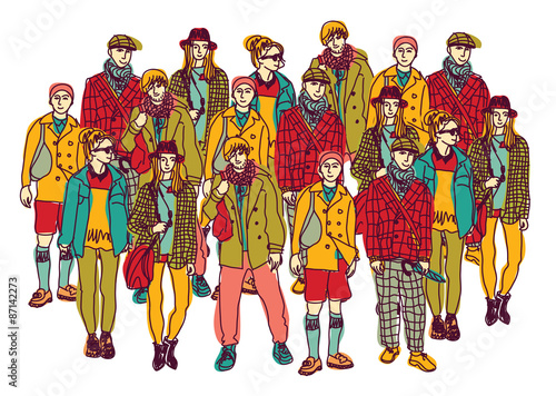 Isolate group young fashion people