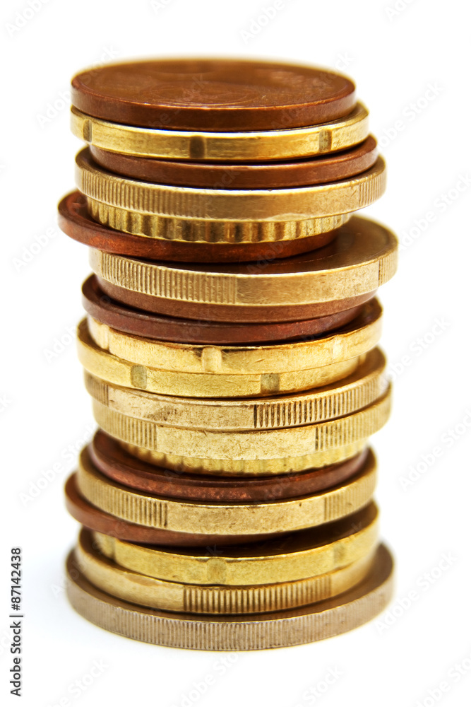 stack of coins isolated on white background stack of coins isolated on white background