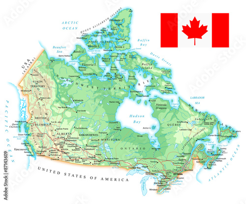 Canada - detailed topographic map - illustration.