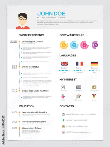 Flat Resume with Infographics