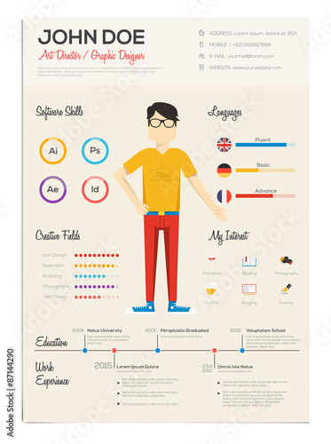 Flat Resume with Infographics