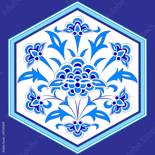 designed with shades of blue ottoman pattern series twelve