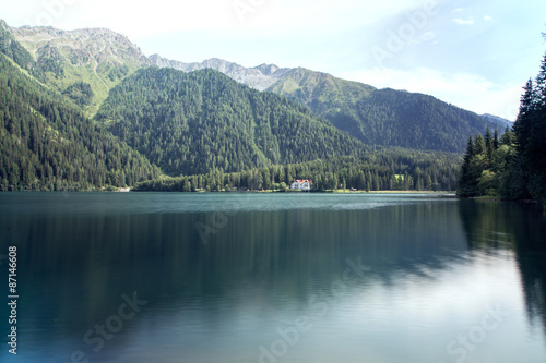 Anterselva Lake and mountains in South Tyrol, Italy