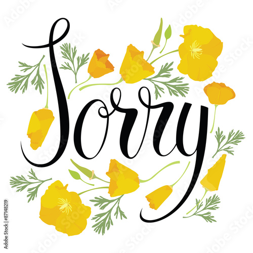 Sorry card with yellow flowers