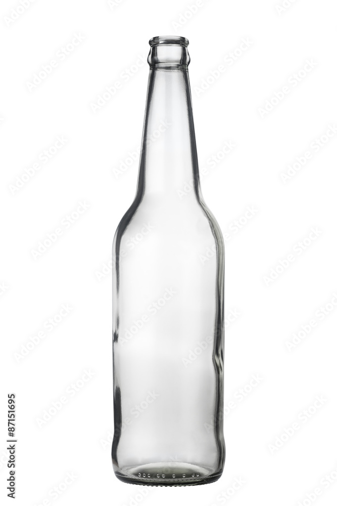 Empty beer bottle isolated on white background