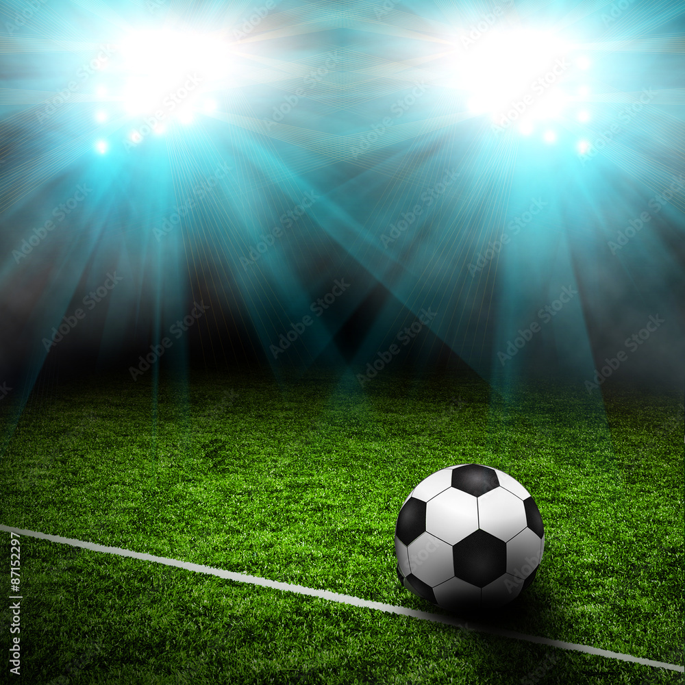 Soccer field with spotlights
