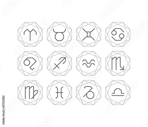 Graphical astrological symbols, line art deco style